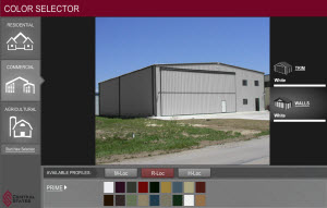 all steel building color selector